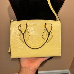 Aldo Light Yellow Croc-Embossed Crossbody Bag